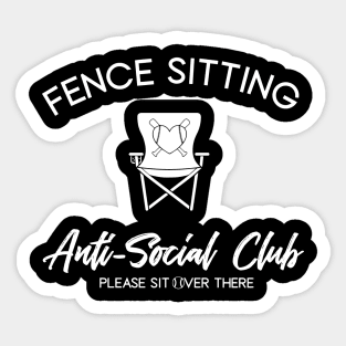 Funny Baseball Fence Sitting Anti-Social Club Please Sit Over There - Softball Sticker